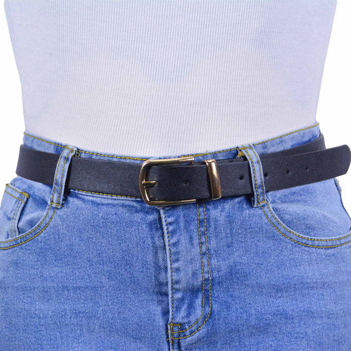 cinturon sintetico liso negro metal dorado 4081-2