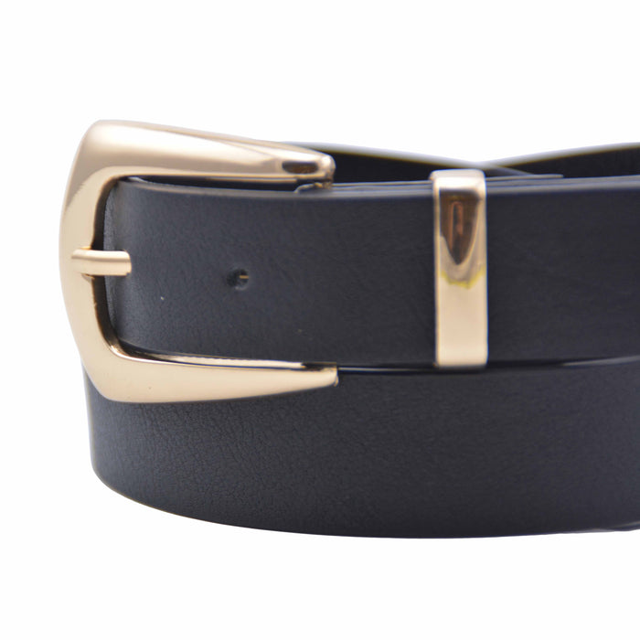 cinturon sintetico liso negro metal dorado 4082-2