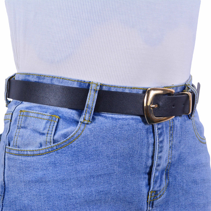 cinturon sintetico liso negro metal dorado 4082-2