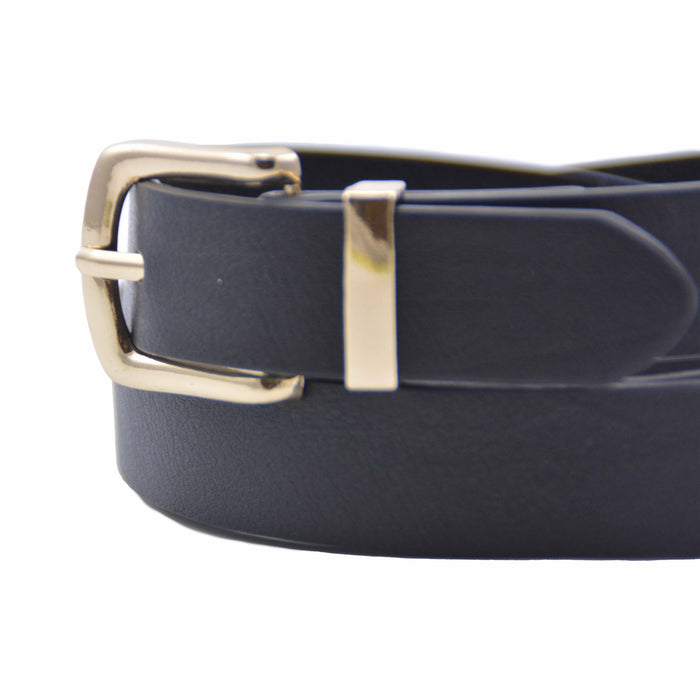 cinturon sintetico liso negro metal dorado 4083-2