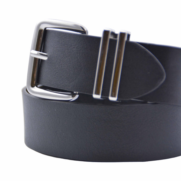 cinturon sintetico liso negro metal plateado 4076-1