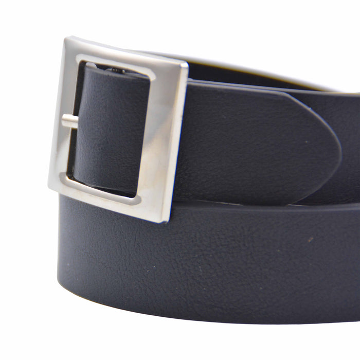 cinturon sintetico liso negro metal plateado 4078-1