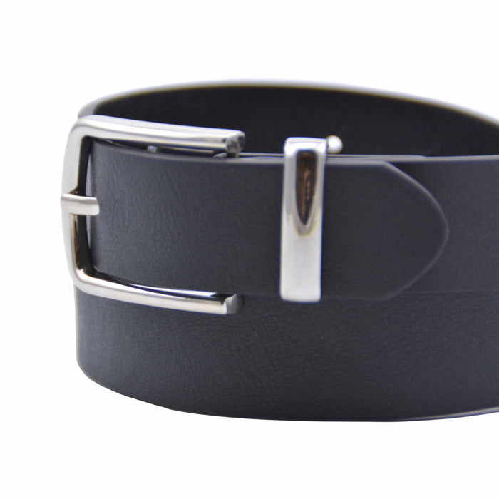 cinturon sintetico liso negro metal plateado 4081-1