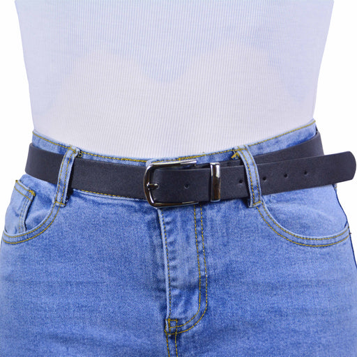 cinturon sintetico liso negro metal plateado 4081-1 modelo