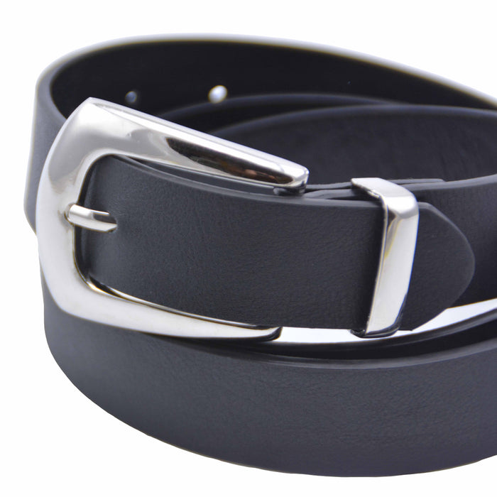 cinturon sintetico liso negro metal plateado 4082-1