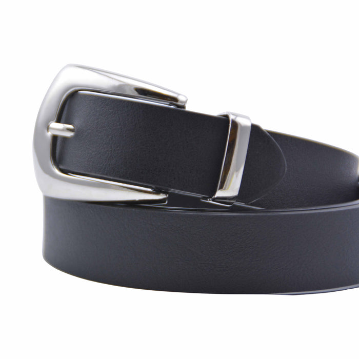 cinturon sintetico liso negro metal plateado 4082-1
