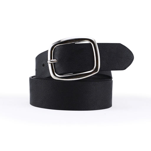 cinturon sintetico mujer correa liso hebilla rectangular negro 2129