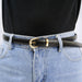 cinturon sintetico negro liso delgado correa mujer modelo 3144