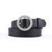 cinturon sintetico negro liso hebilla redonda texturizada 3364-1