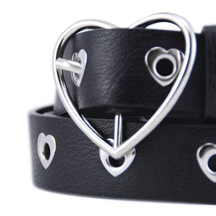 cinturon sintetico negro tachas corazones 3355-1