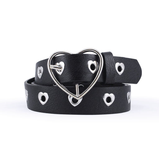 cinturon sintetico negro tachas corazones 3355-1