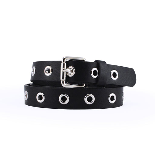 cinturon sintetico negro tachas delgado mujer correa 3237-1
