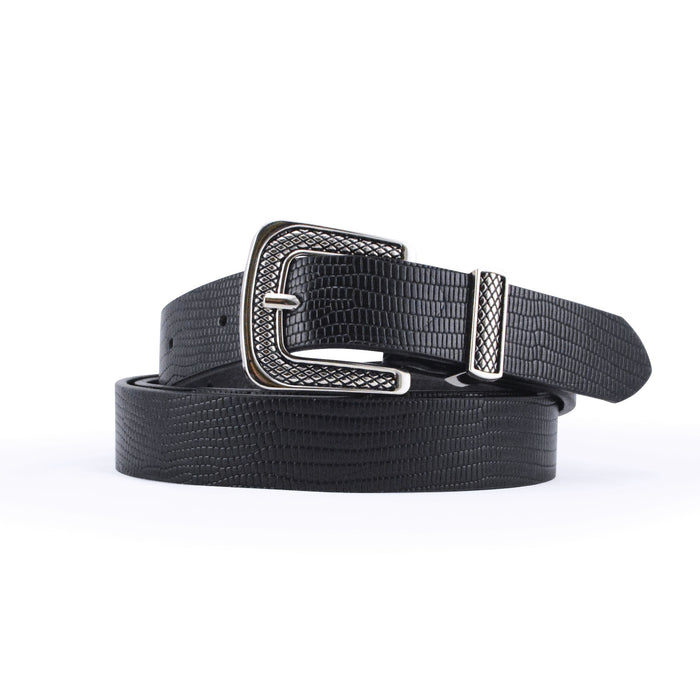 cinturon sintetico negro texturizado 3363-1