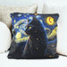 cojin gato negro nocturno modelo gogh pintura arte relleno