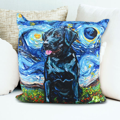 cojin perro labrador negro relleno pintura gogh arte modelo