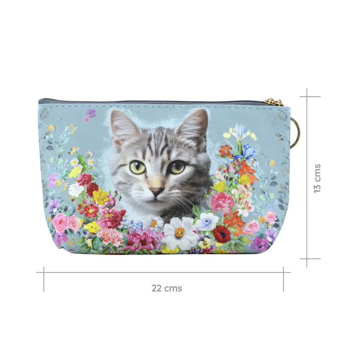 cosmetiquero floral gato gris talla