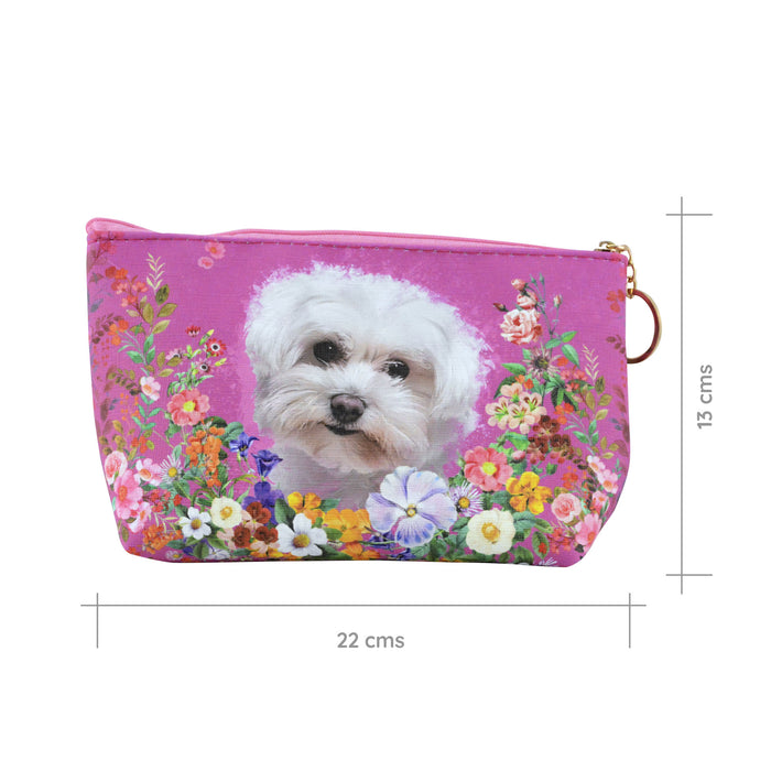 cosmetiquero floral perro poodle rosado talla
