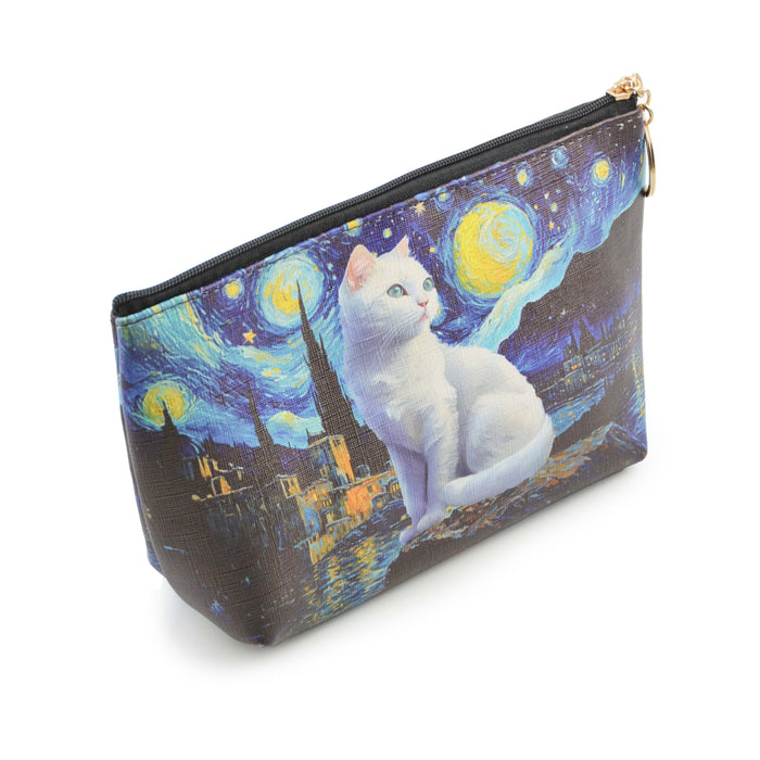 cosmetiquero perro Van Gogh pintura arte noche blanco 4051-1