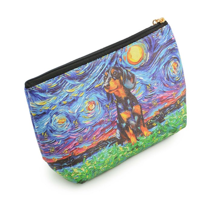 cosmetiquero perro Van Gogh pintura arte salchicha negro 4050-9