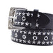 Cinturon tachas negro metal plateado estrellas 4228