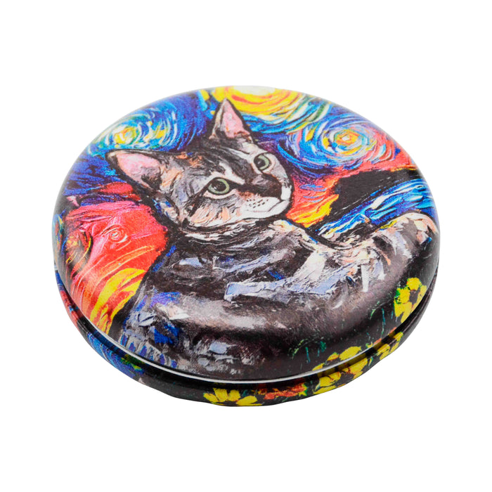 espejo doble cara macarron gato metal vidrio gris acostado van gogh pintura arte