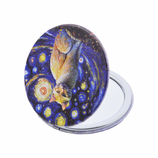 espejo vidrio metal gatos noche estrellada 4072-34 amarillo