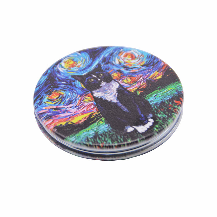 espejo vidrio metal gatos van gogh 4072-28 negro con blanco