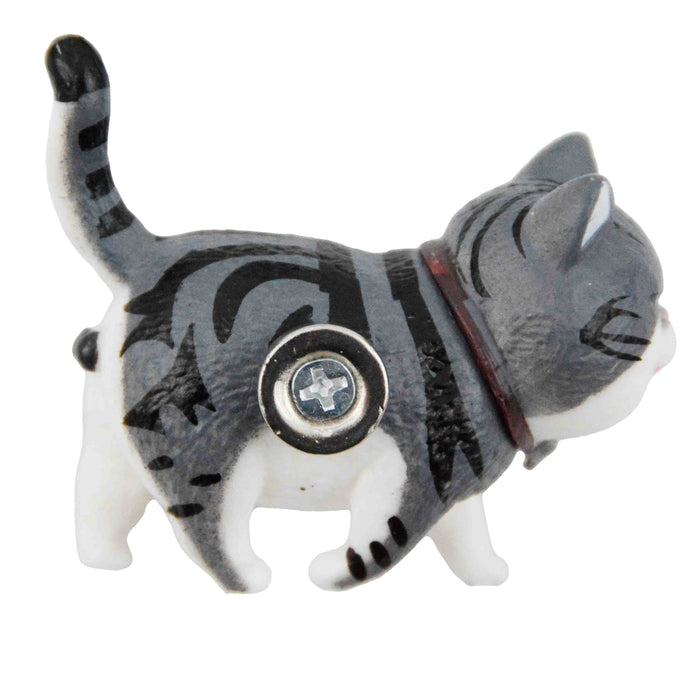 gato iman imanes atigrado gris plastico