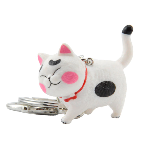 gato llavero blanco negro rosado plastico colgante metal