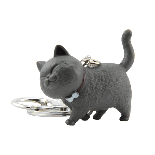 gato llavero gris plastico colgante metal