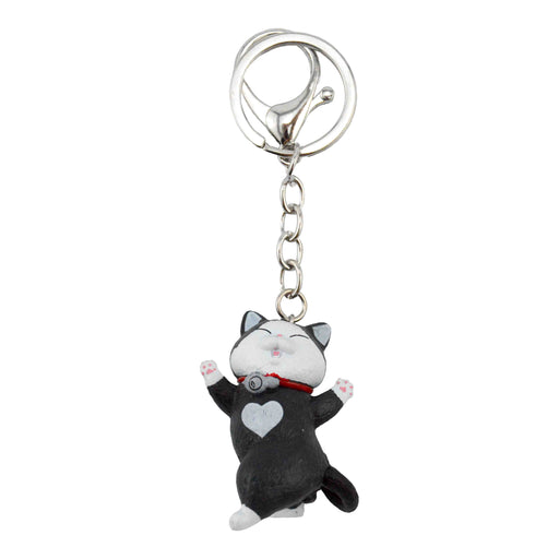 gato llavero negro blanco corazon bailando plastico colgante metal