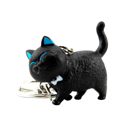 gato llavero negro plastico colgante metal