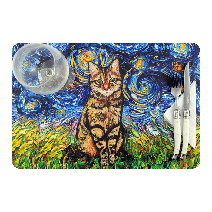 individual mesa gato romano van gogh mouse pad arte pintura 