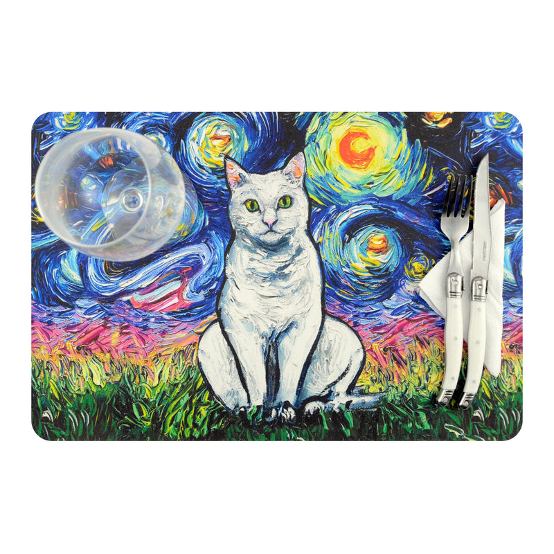 individual mesa mouse pad gato blanco van gogh arte pintura