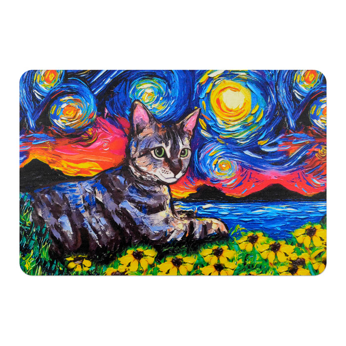 individual mesa mouse pad gato gris acostado van gogh arte pintura 
