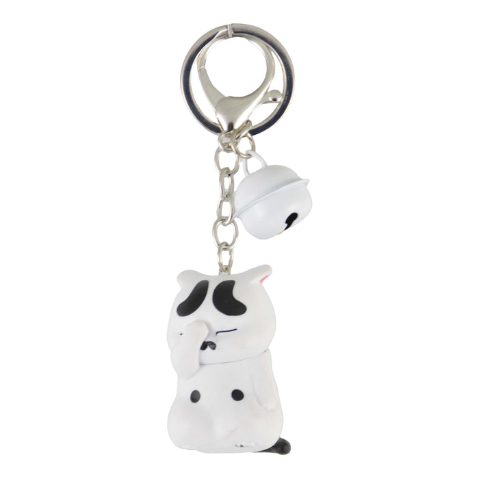 llavero gato blanco cascabel gordo parado 4046-2