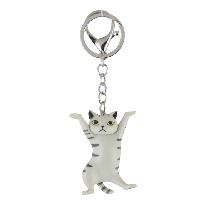 llavero gato gris rayado parado 4047-2