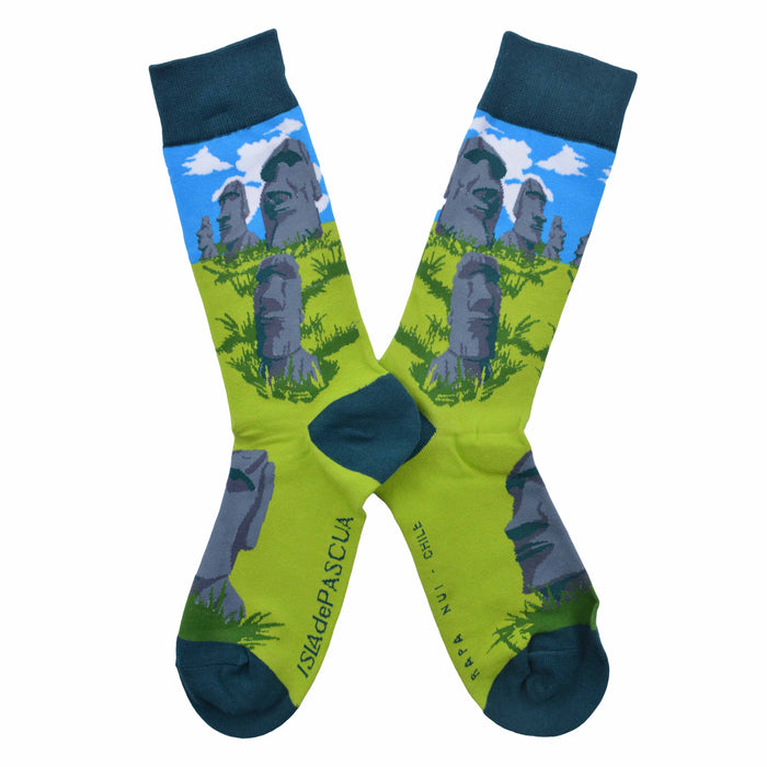 Calcetin algodon largo chile turista moai mujer 366