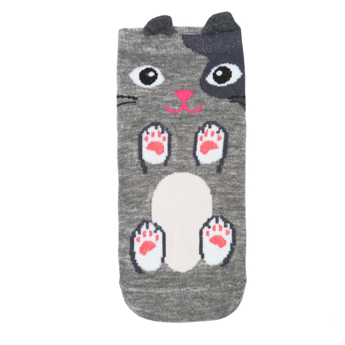 pack 3 calcetines cortos animales gato gris 1919