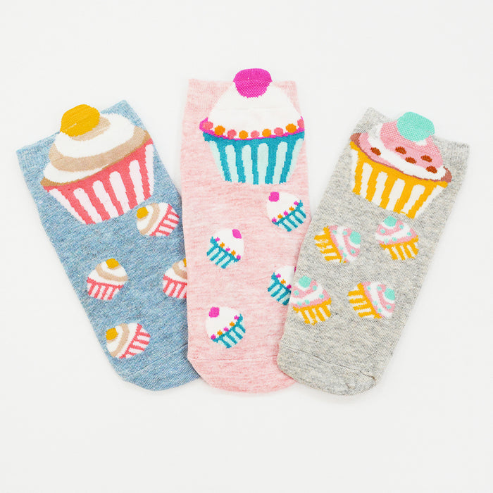 pack 3 calcetines cortos cupcakes dulces 1894