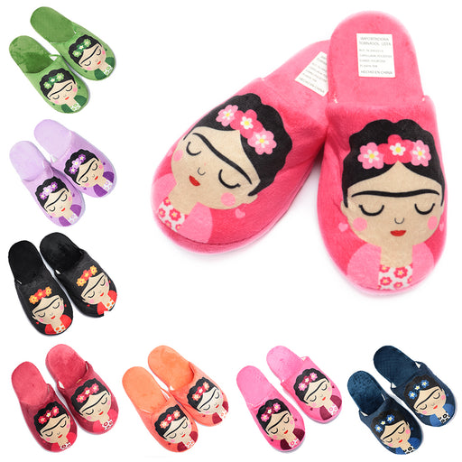 portada Detalles pantuflas frida khalo antideslizante invierno colores