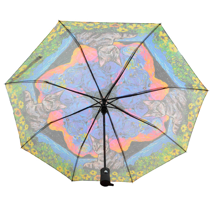 paraguas sombrilla gato automatico invierno acostado gris reves