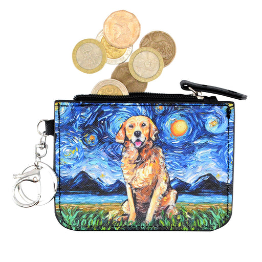 perro golden gogh pintura arte tarjetero monedero