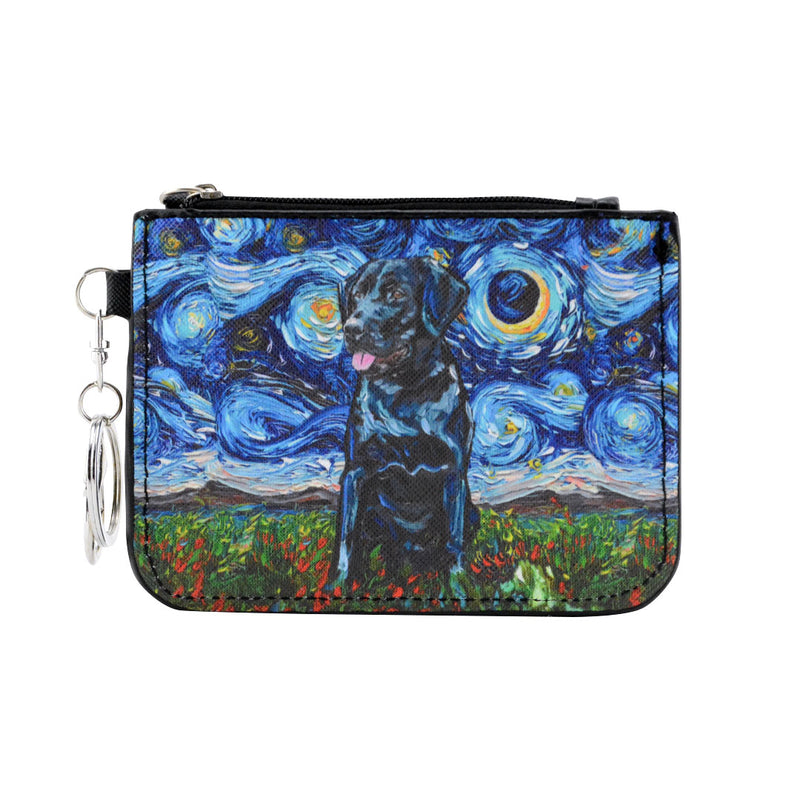 perro labrador negro gogh pintura arte tarjetero monedero