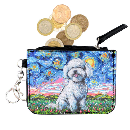 perro poodle gogh pintura arte tarjetero monedero