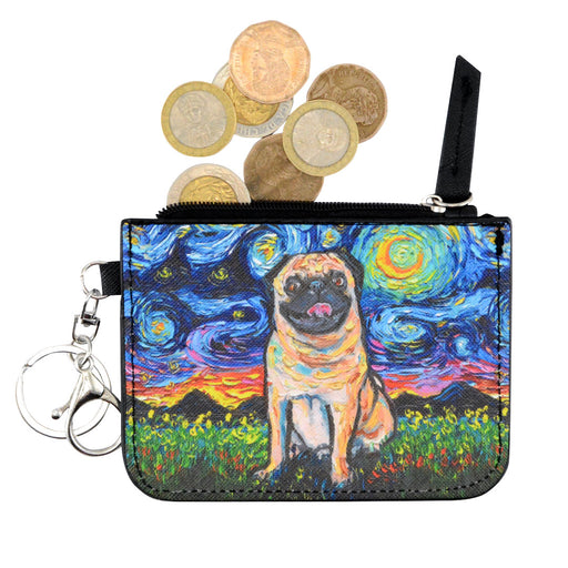 perro pug gogh pintura arte tarjetero monedero