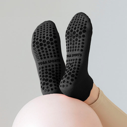 Calcetines algodon corto yoga silicona gris oscuro 3674-2