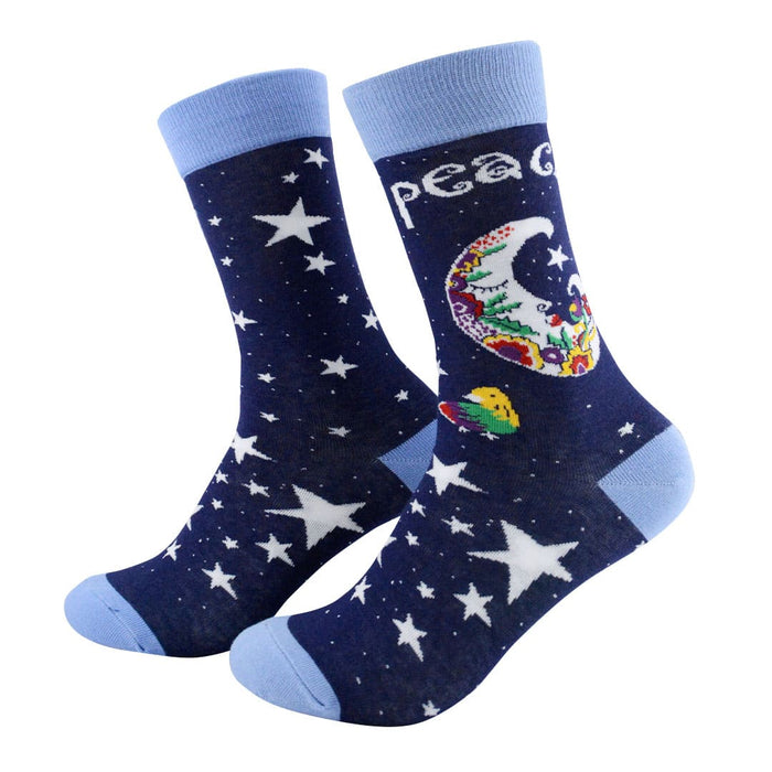 calcetines algodon largo peace paz luna estrellas 35-40