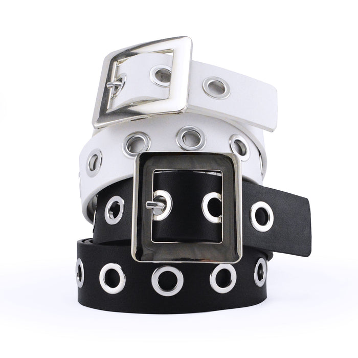 portada cinturon blanco negro ancho sintetico tachas 3236