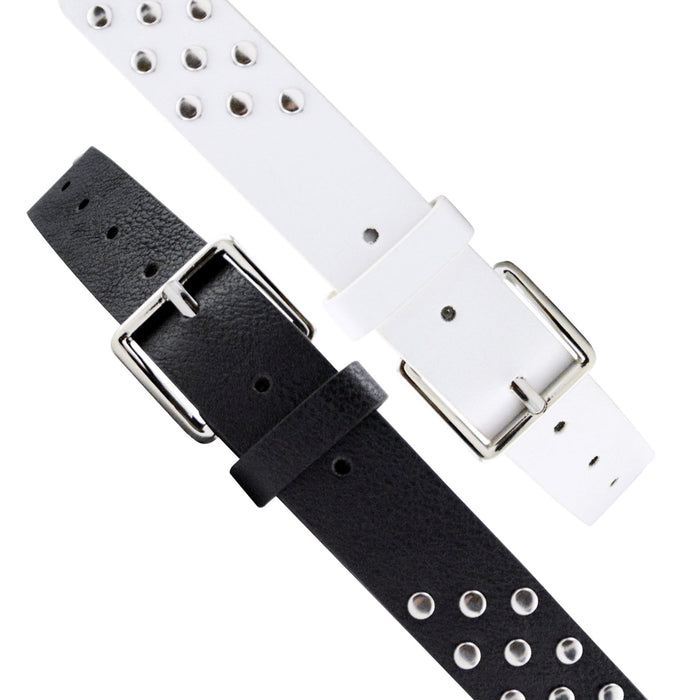 portada cinturon sintetico negro blanco correa tachas 3202